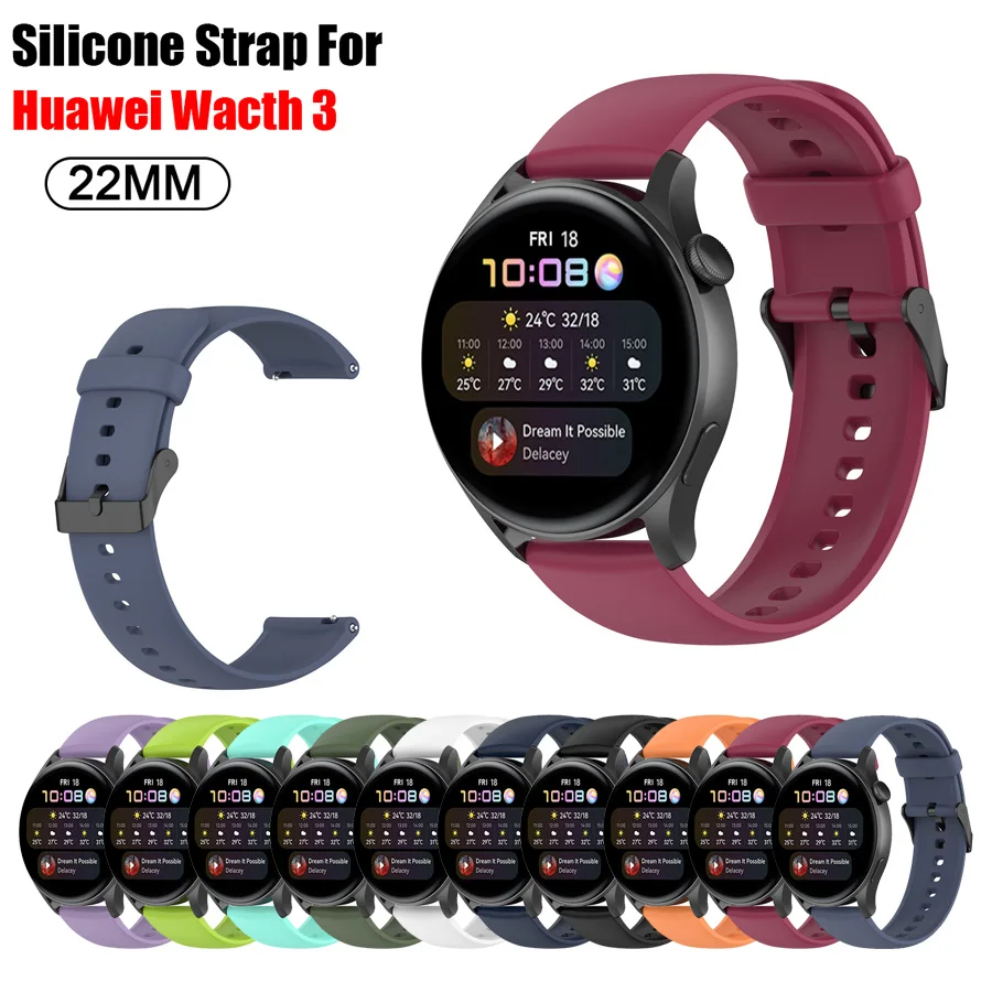 

Ремешок силиконовый для часов Huawei Watch 3 3 Pro/GT 2, мягкий спортивный браслет для Samsung Galaxy Watch 46 мм Gear S3, 22 мм