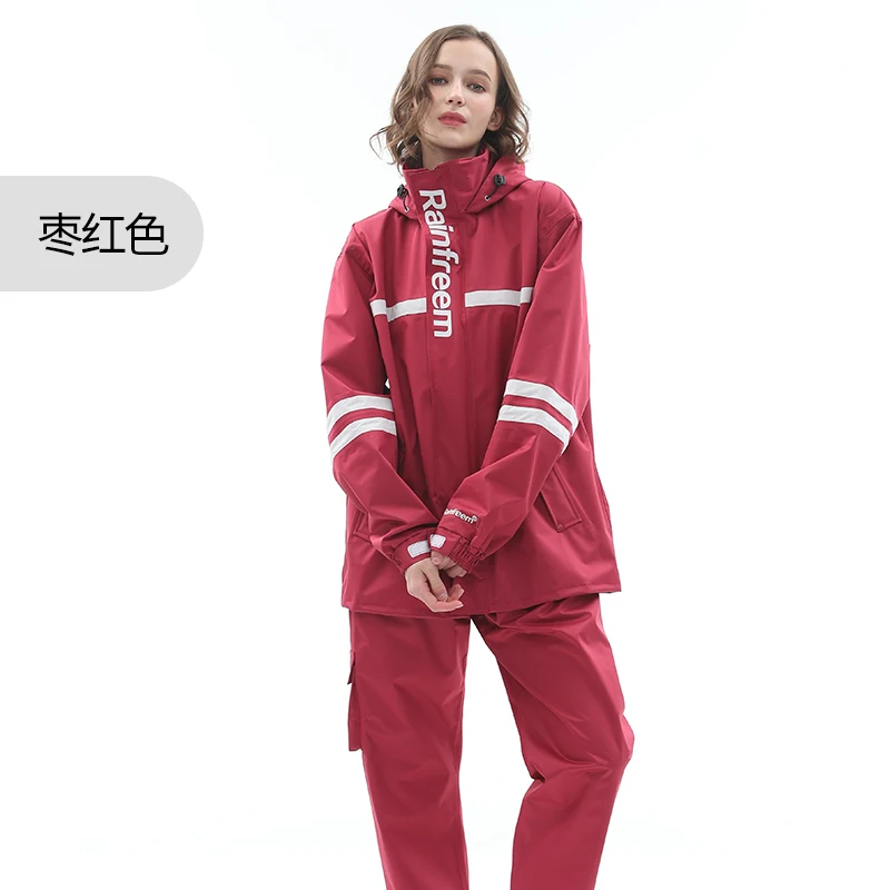 

Waterproof Thick Hooded Raincoat Suit Women Outdoor Riding Raincoat Rain Pants Suit Fashion Regenpak Dames Home Garden EF50RC