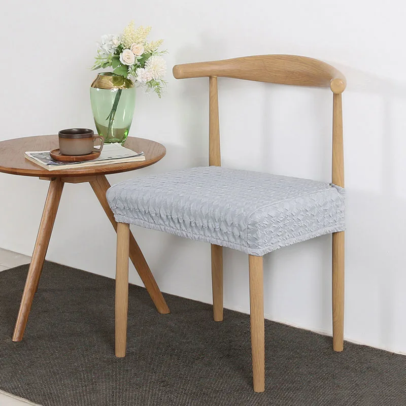 

Yaapeet 4pcs Study Light Grey Stretch Chair Cover Europe Solid Color Seat-case High-quality Geometric Pattern Chair Protection