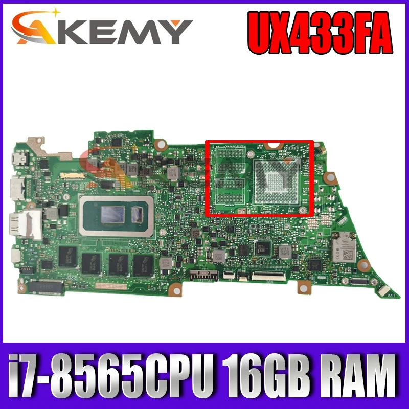 

UX433FA UX433FN i7-8565CPU 16 Гб Оперативная память для Asus UX433F UX433FA UX433FN UX433 Материнская плата ноутбука REV2.0 100% тест