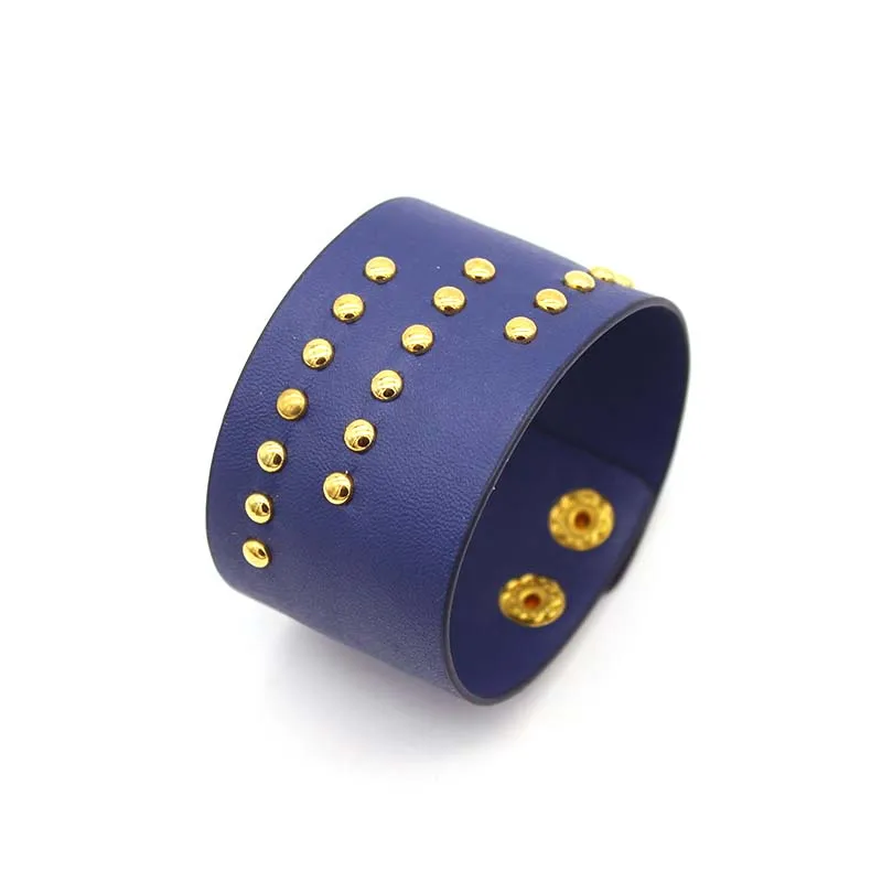 

TOTABC Blue Rivet Leather Bracelets For Women Fashion Vintage Bangles Bracelet Punk Style Soft Leather Jewellery Cool Wholesale