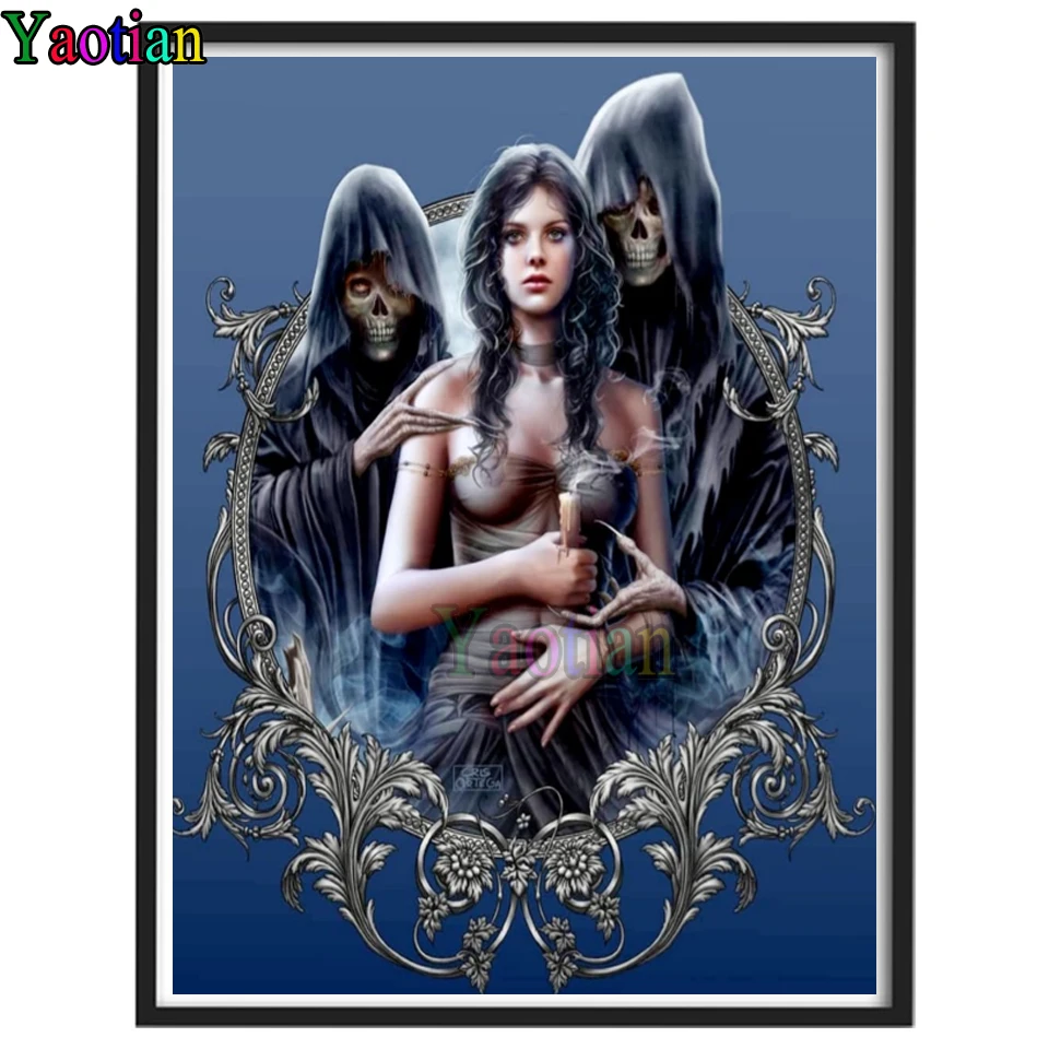 

Fantasy Mirror Skull Beauty Diamond Embroidery Full Square Mosaic Diamond Painting Cross Stitch Rinestone Picture Halloween Gift