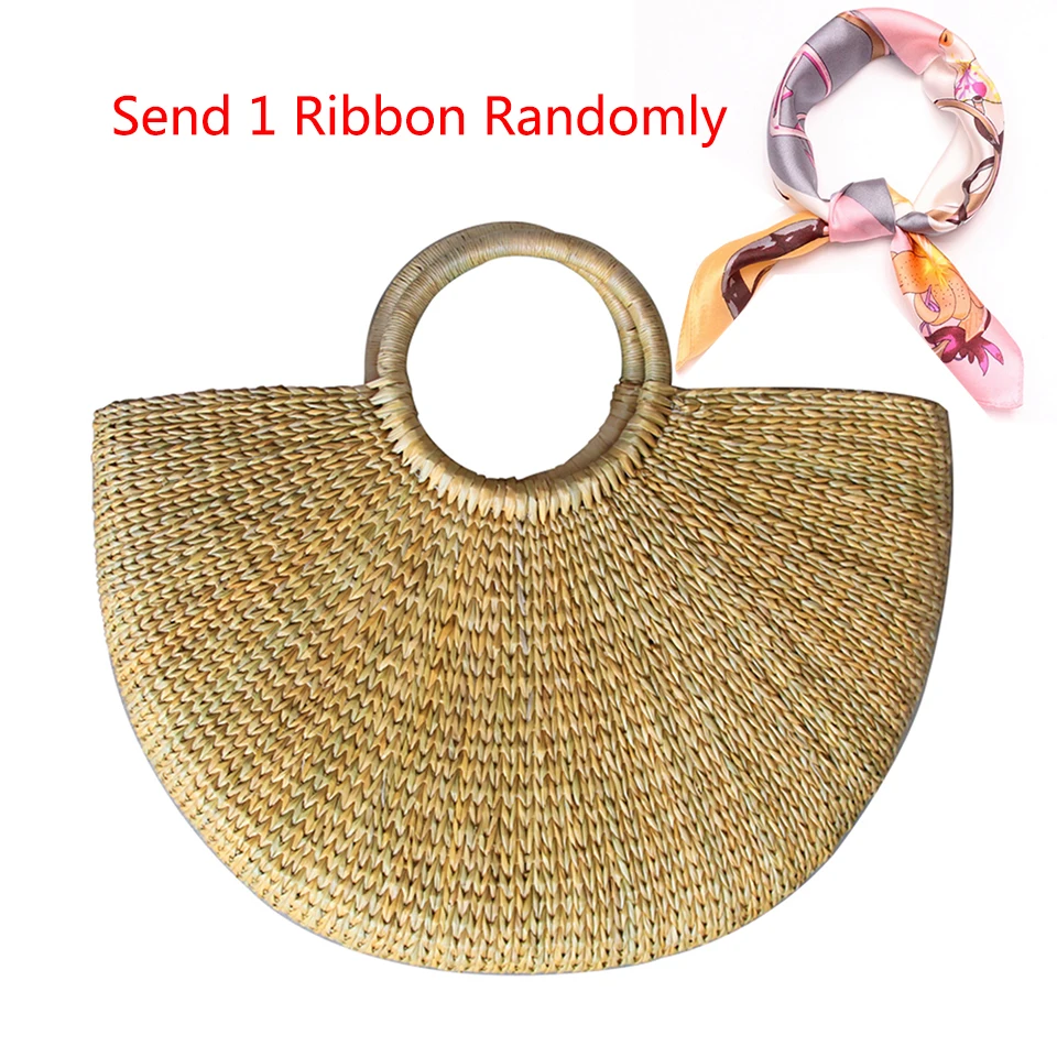 Oswego Straw Handbag High Quality Hand Made Rattan Beach Bag Tote Bucket 2019 New Summer Bags With Ribbon Women | Багаж и сумки