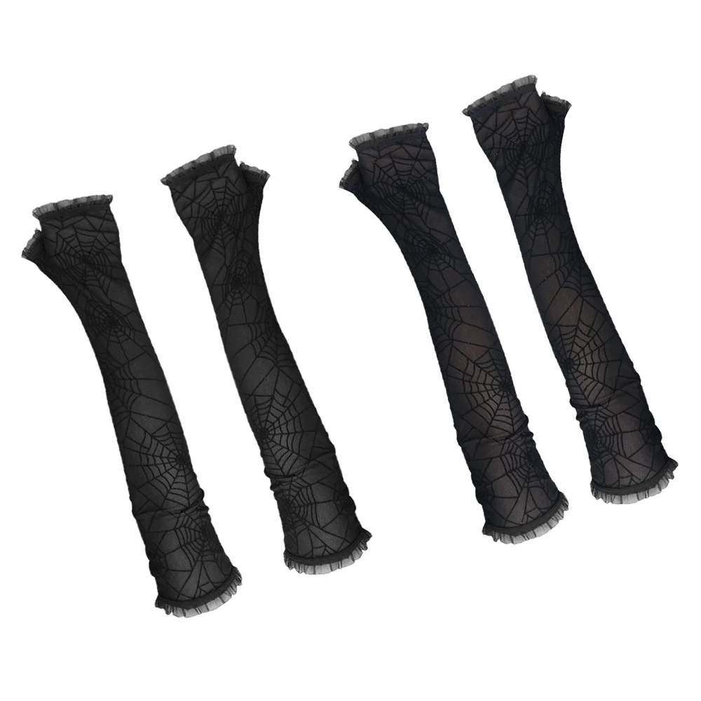 

Women Spider Web Pattern Long Finger Gloves Halloween Fancy Dress