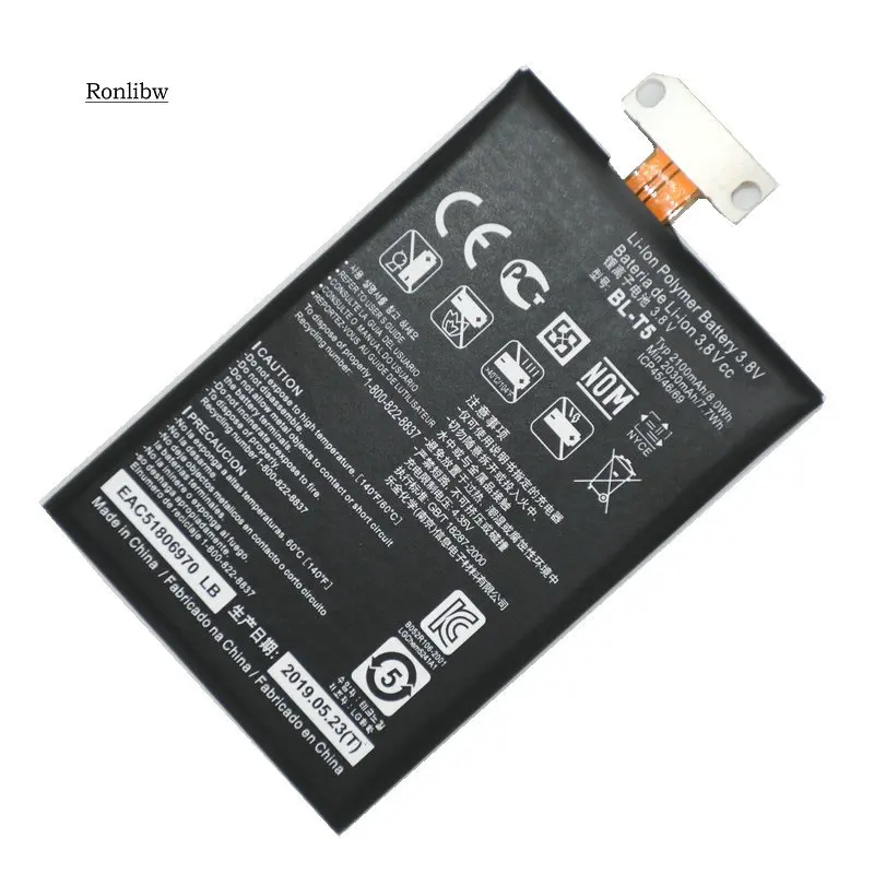 no tool Ronlibw BL-T5 BLT5 2100 мАч батарея Замена для LG Optimus G E971 E973 E975 Google Nexus 4 E960 телефон батарея - Цвет: no tool
