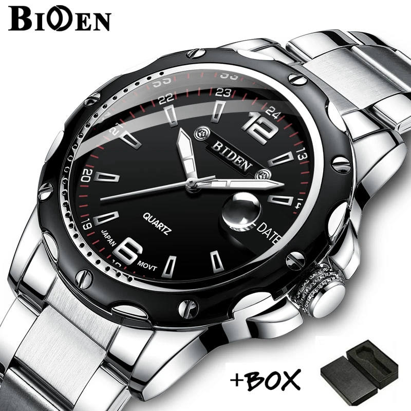 BIDEN Luxury Brand Calendar Quartz Business Men Watch Waterproof Stainless Steel Sport Wrist Man Clock relogio masculino | Наручные часы