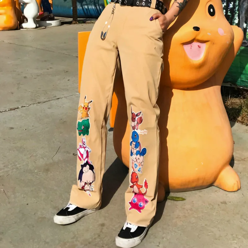Anime Pretty Guardian Sailor Moon Print Women Trousers Loosen Long Pants Mid Waist Pant Female Harajuku Hip Hop Punk Streetwear