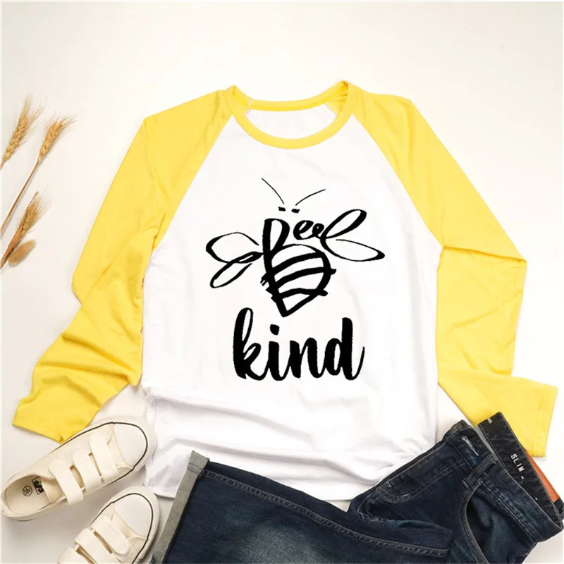 Женская футболка с длинным рукавом и рисунком пчелы Забавные футболки графикой