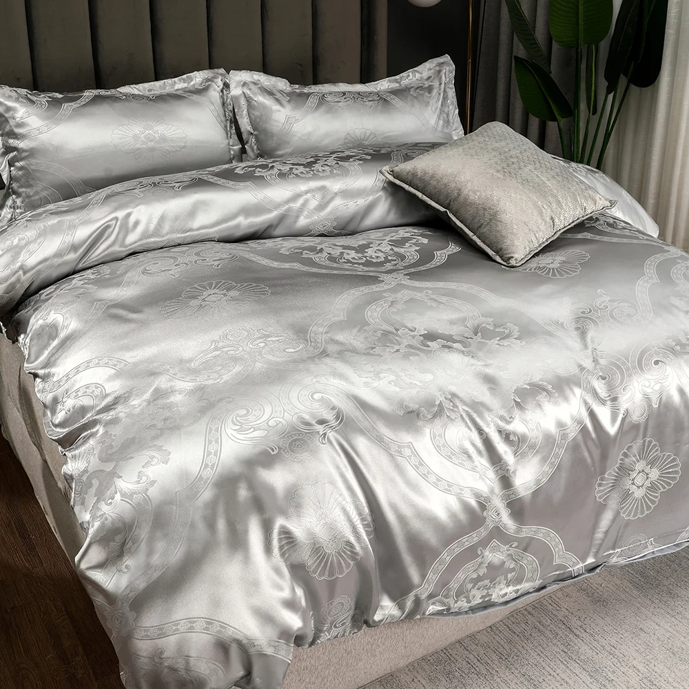 

New 5 Colors Luxury Bedding set Nordic 2/3Pcs Jacquard Comforter Cover 200x200,220x240 With Pillowcases Double Bed Duvets Family