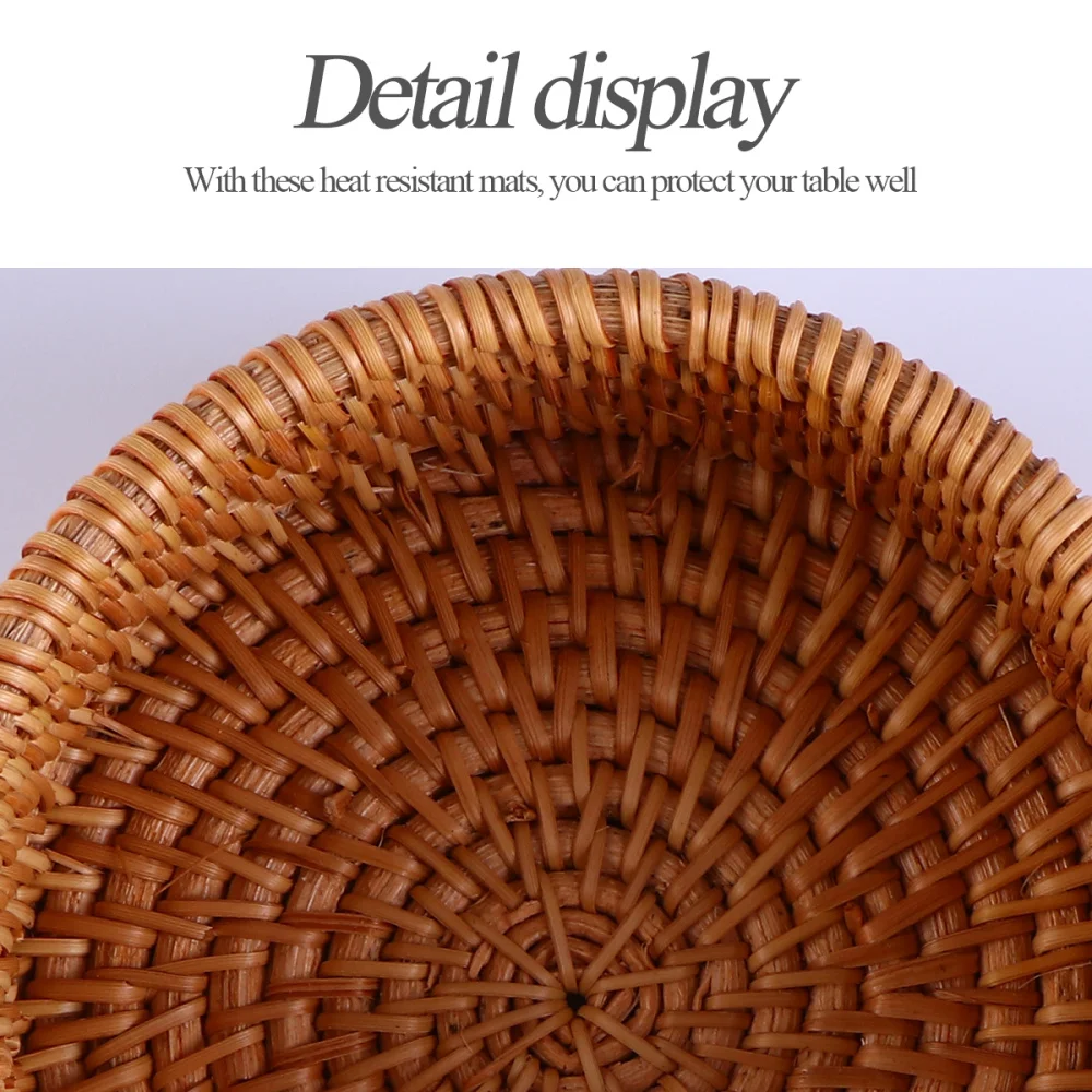

Round Natural Rattan Heat Resistant Mats Hot Dishes-Insulated Hot Pads
