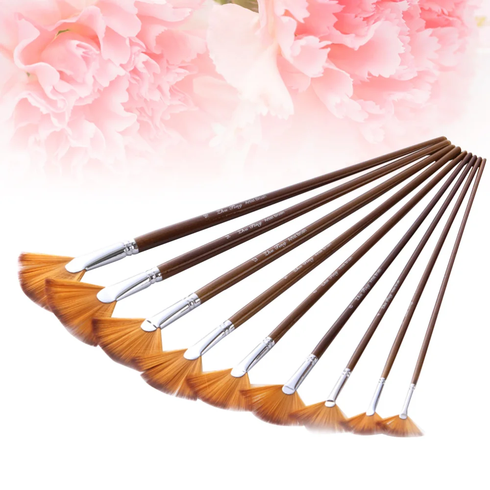 

9pcs Fan Shaped Nylon Hair Art Paint Brush Set Art Painting Tool for Beginners Professionals Students