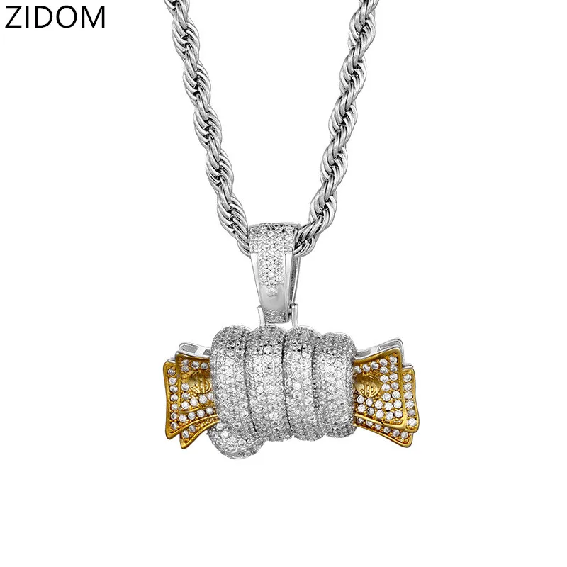 Мужские ожерелья с подвеской в стиле хип хоп iced out bling dollar высококачественные