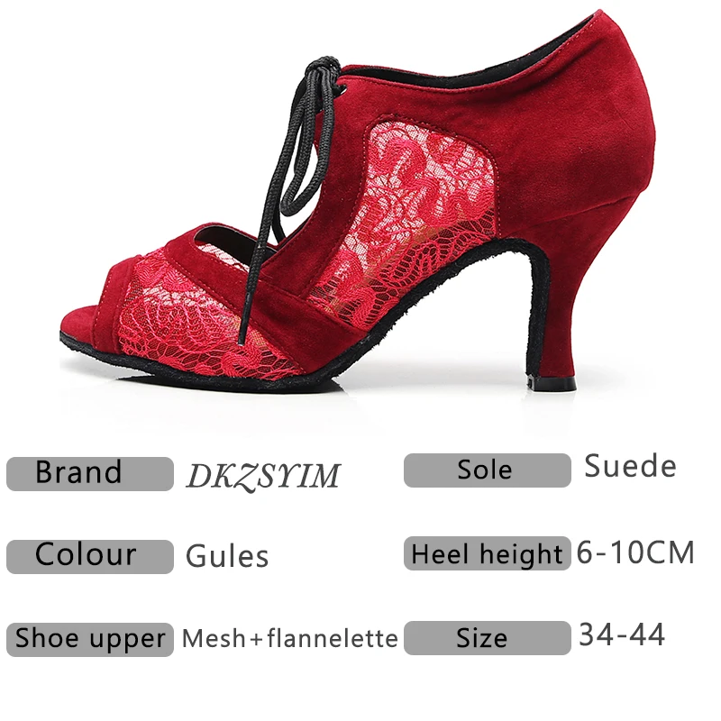 DKZSYIM Для женщин Латинская танцевальная обувь для девочек открытые на высоком