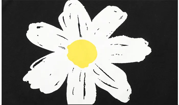 

Fashion Loose couples T-shirt summer BF style retro Daisy printing Cotton T-shirt Solid Color Female High-quality Tops