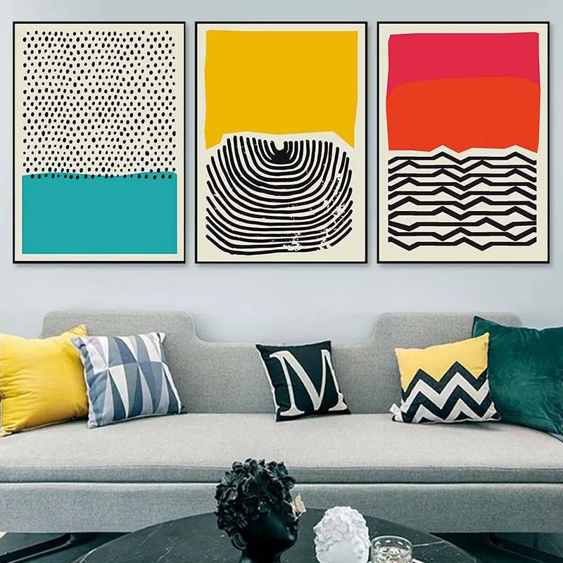 Скандинавская Акварельная абстрактная Геометрическая Картина на холсте