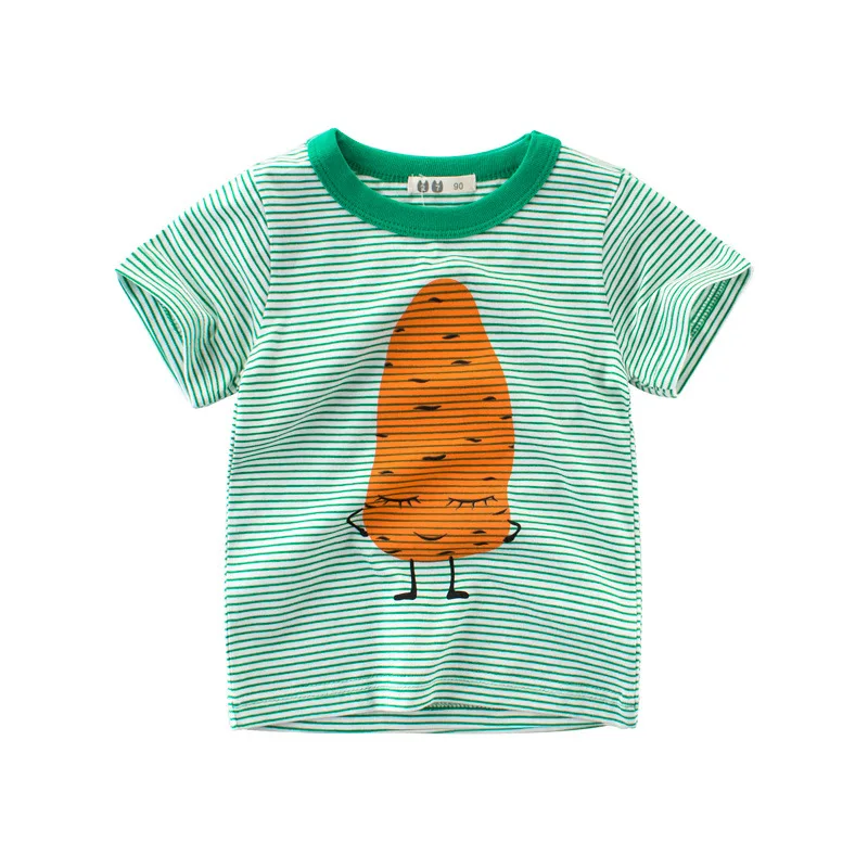 

27kids 2-9Years Animal Carrot Print Kids Boys Girls T Shirt Cotton Baby Children Short Sleeve T Shirts Summer Tops Shirt for Boy