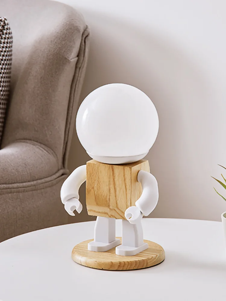 Милый робот-Настольный светильник в скандинавском стиле современная настольная
