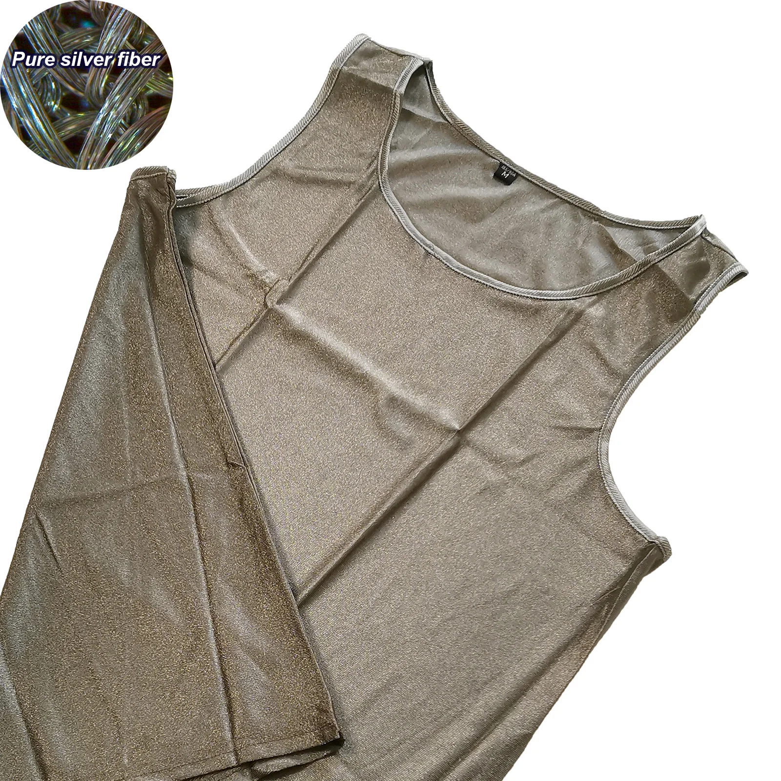 Conductive Silver Fiber Stretchy Sleeveless Shirt EMF/EMI/RF Blocking Faraday Fabric Underwear Vest Soft