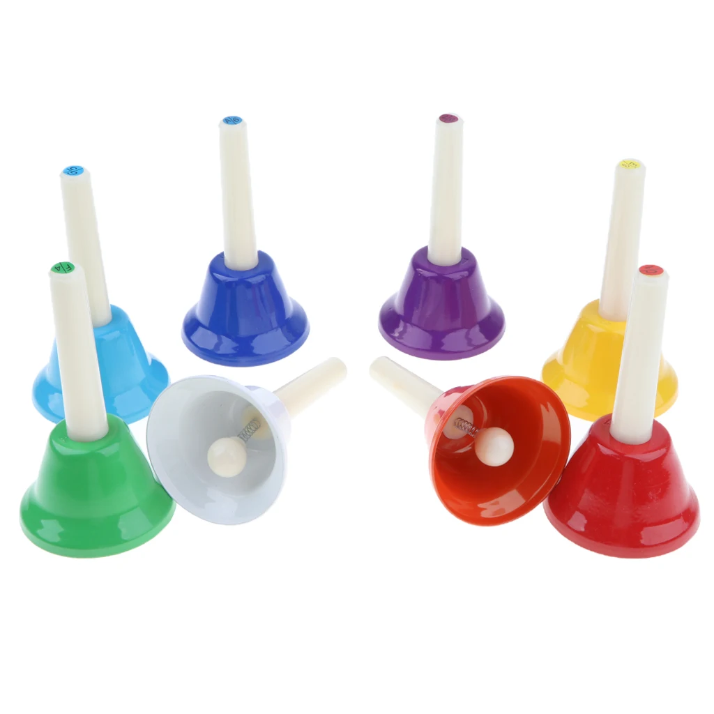 Pack of 8 Multi-Color Hand Bells Note Tones Orff Percussion Instrument Kids Early Musical Learning Toy | Игрушки и хобби
