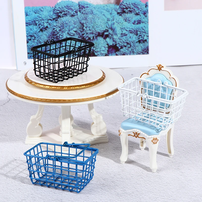 

1/12 Scale Dollhouse Miniature Supermarket Shopping Basket Mini Trolley Furniture Accessories