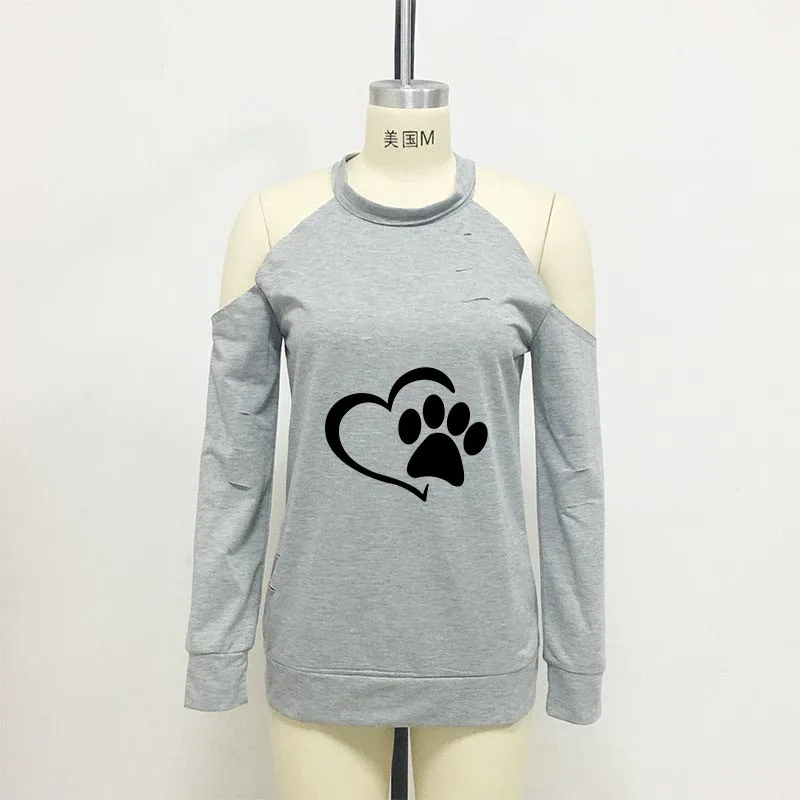 Новинка 2019 модная женская футболка с принтом Любовь собака Лапа большой размер
