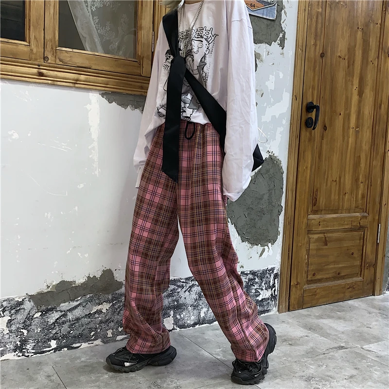 Винтажные платные лоскутные брюки Harajuku женские брюки эластичные брюки корейские повседневные Прямые Панталоны jogger уличная одежда