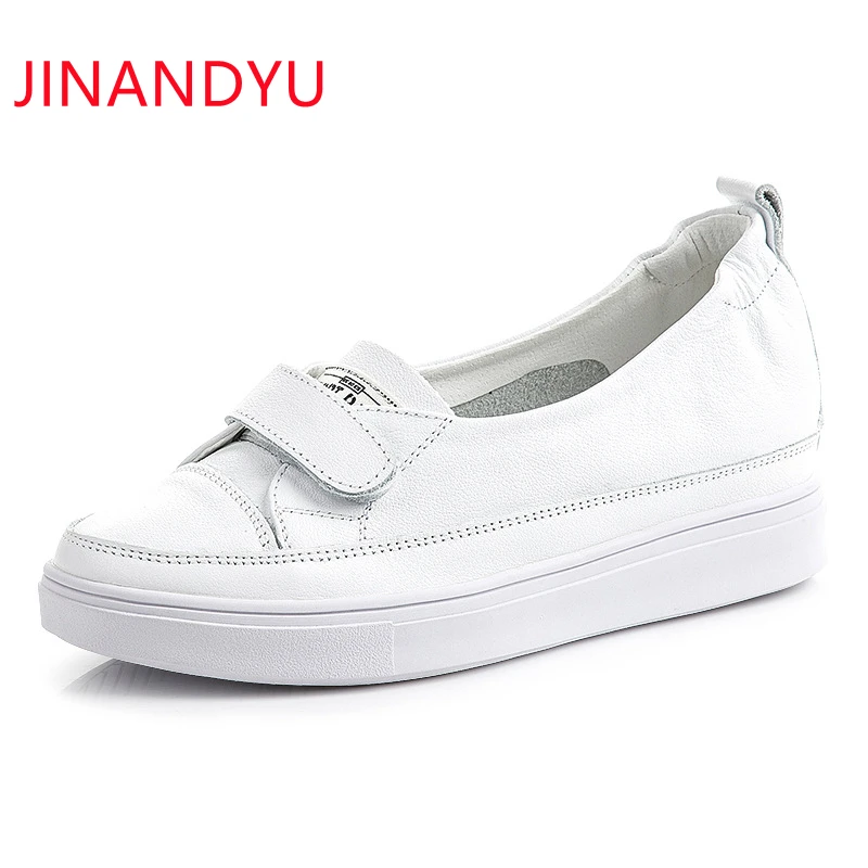 

Genuine Leather Casual Shoes Slip on Wedges Shoes for Women Sneakers Casuales White Shoes Woman Fashion Comfy Chunky Sneakers