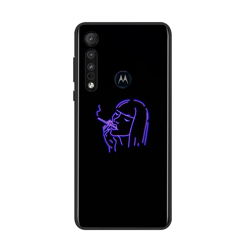 

Text Handmade Art Neon for Motorola G9 G8 G Edge One E7 E6 Power Lite Marco Hyper Fusion Plus Play Black Phone Case