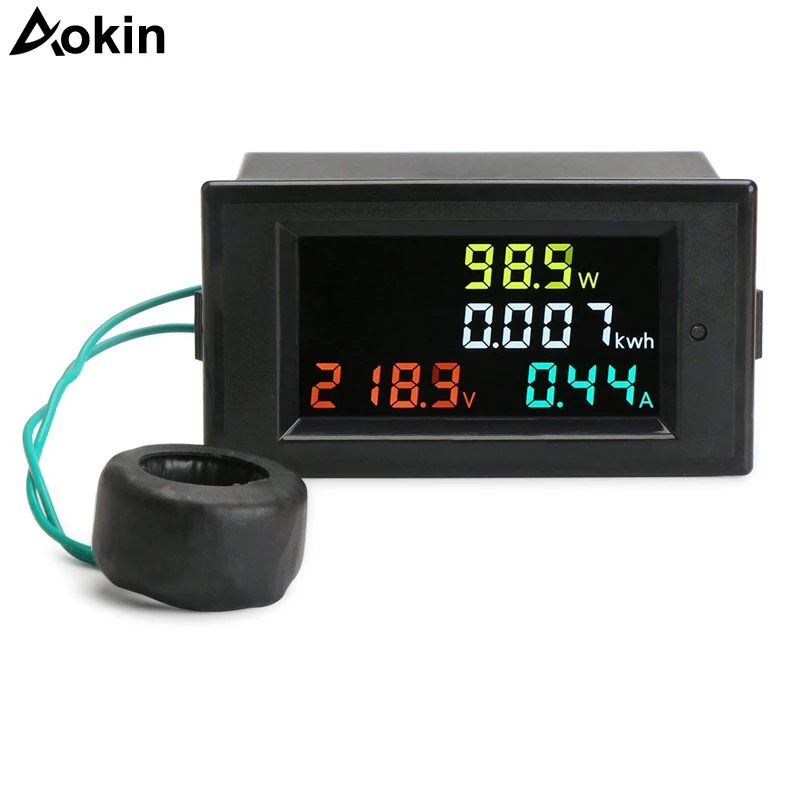 AC 80-300V 100A 4 in 1 Digital LCD Volt Amp Watt Energy Meter Power Voltmeter Ammeter with Current Transformer | Инструменты