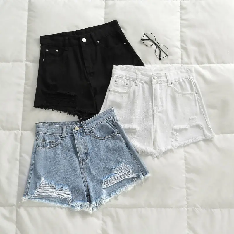 Casual Cool Summer Short Jeans Women Mid Waists Shorts For Girl Fashion Sexy Ladies Hole S~2XL | Женская одежда