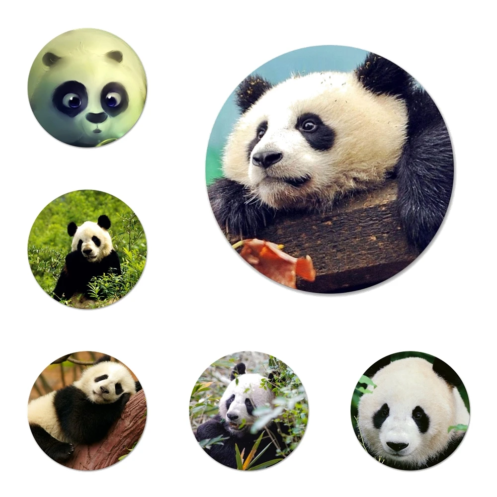 

58 мм милые значки в виде азиатской панды, значки, металлические значки для украшения одежды и рюкзака