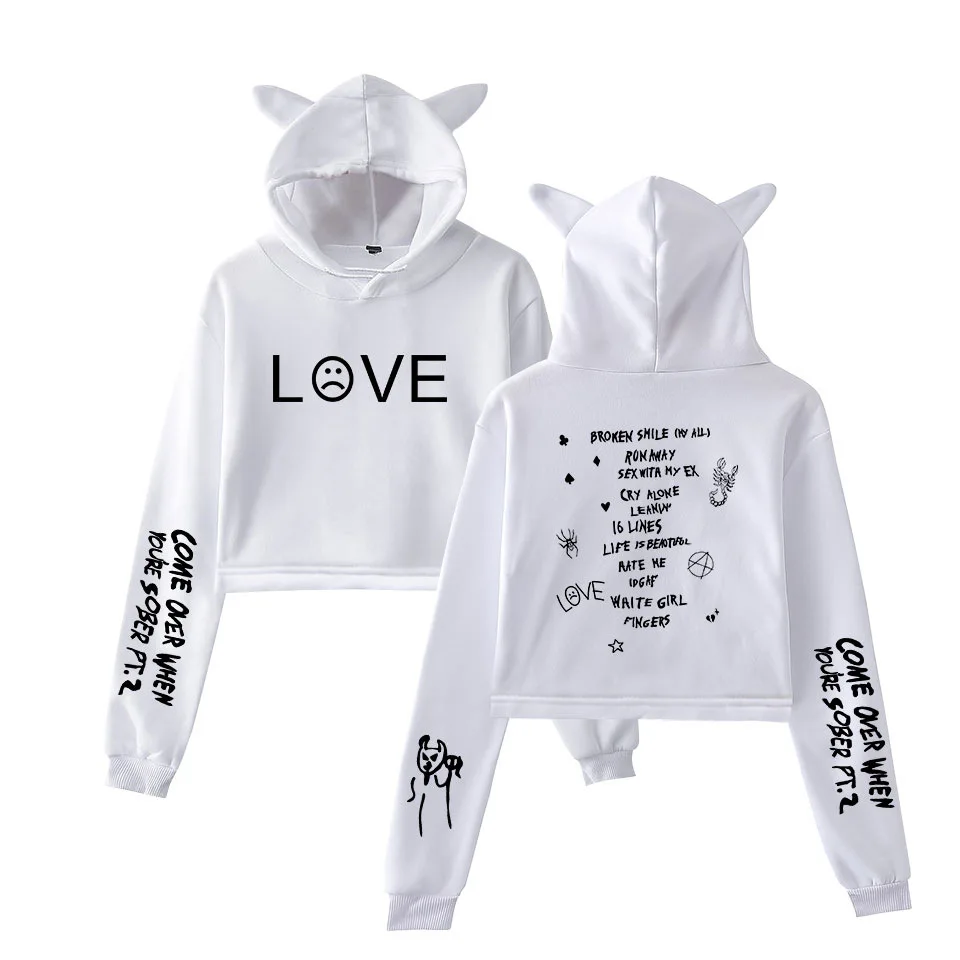 Lil Peep толстовки Love Lil. peep женские свитшоты пуловер с капюшоном принт кошачьи ушки