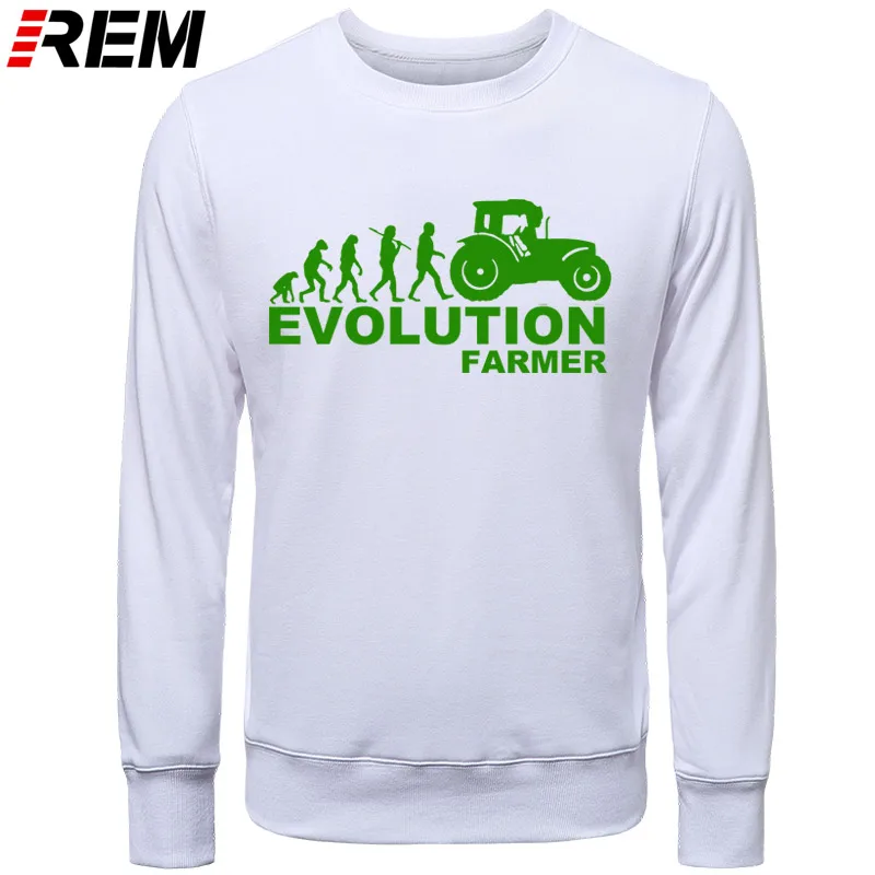 REM Farmer Evolution мужские толстовки сельскохозяйственный трактор Fendt Claas Machinery с длинным рукавом модные толстовки с принтом, толстовки - Цвет: WHITE GREEN
