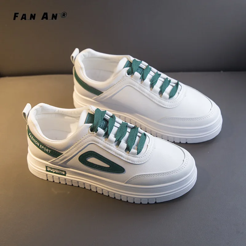 

Кроссовки женские дышащие, повседневная обувь для бега, плоская подошва, в Корейском стиле, белые, весна-лето