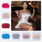 52 Цвета, белая лента с перьями, окрашенная, красочная Женская отделка, кружево с бахромой, 8-10 см3-4 дюйма, украшение для платья ручной работы