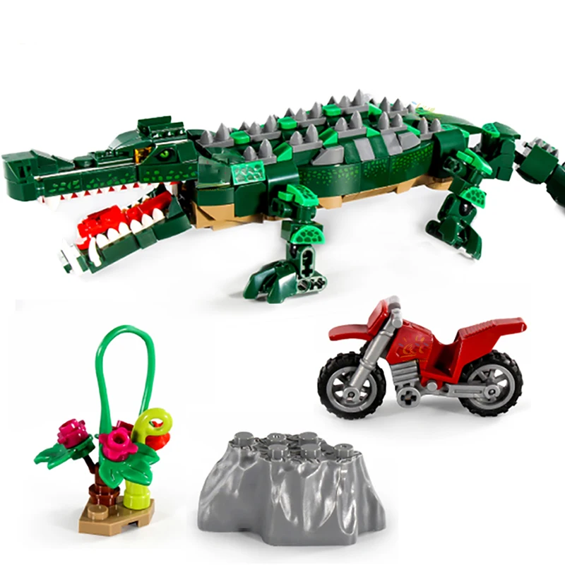 520pcs Jurassic Dinosaur Sarcosuchus Imperator Crocodile Building Blocks with Figures Animal World Bricks Children Toys Kids - купить по