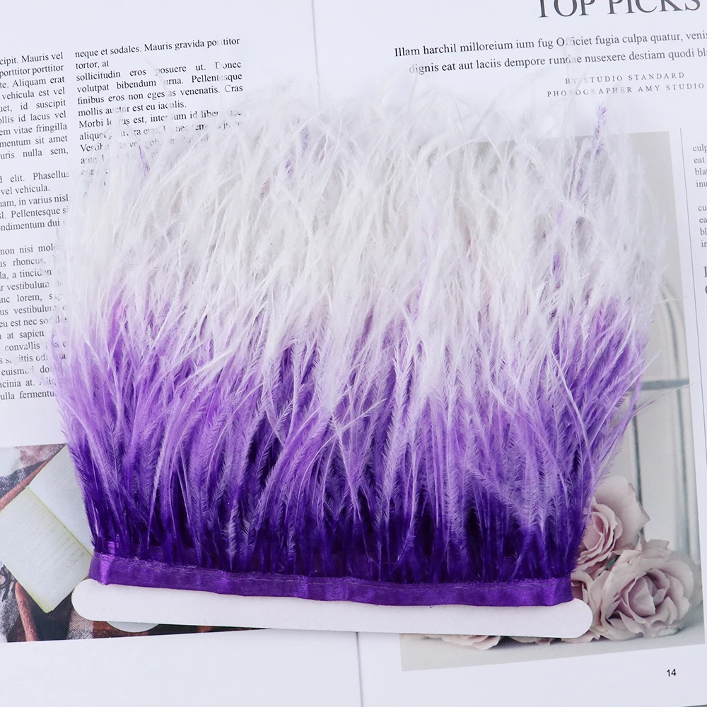 Трехцветные страусиные перья отделочная лента 10 15 см окрашенная бахрома из