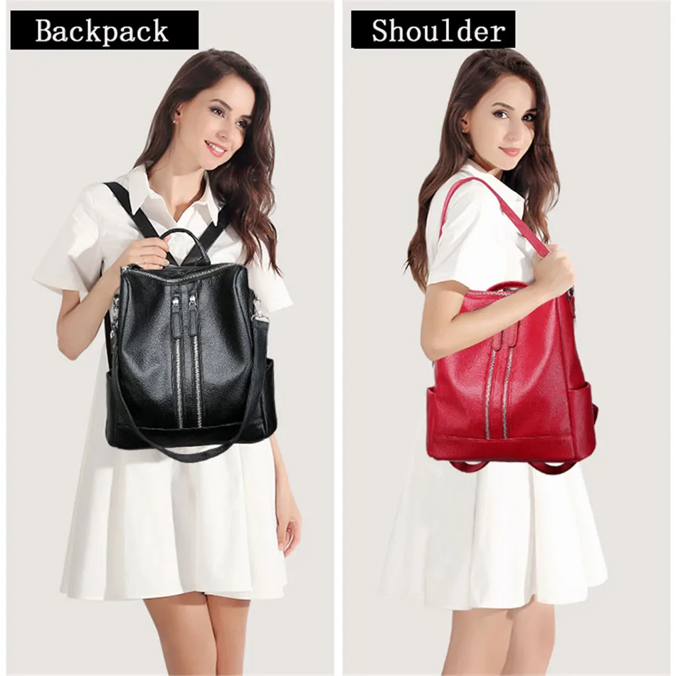 Mochilas двойная молния 3 в 1 сумки через плечо для женщин рюкзак путешествий женский