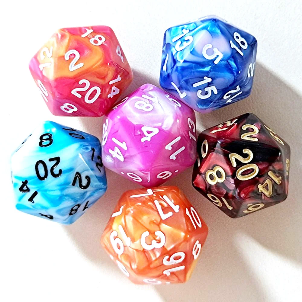 Двухцветные индивидуальные D20 игральные кости один многогранный штамп двадцать