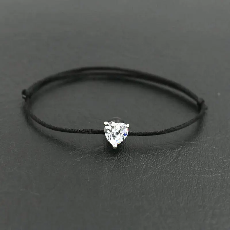 Женский плетеный браслет BPPCCR с подвесками в форме сердца и кристаллами циркония