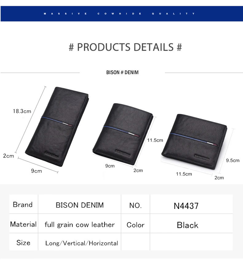 Мужские кошельки BISON DENIM из воловьей кожи, многофункциональный кошелек из воловьей кожи для монет, тонкий кошелек из натуральной кожи, мужские держатели для карт N4437