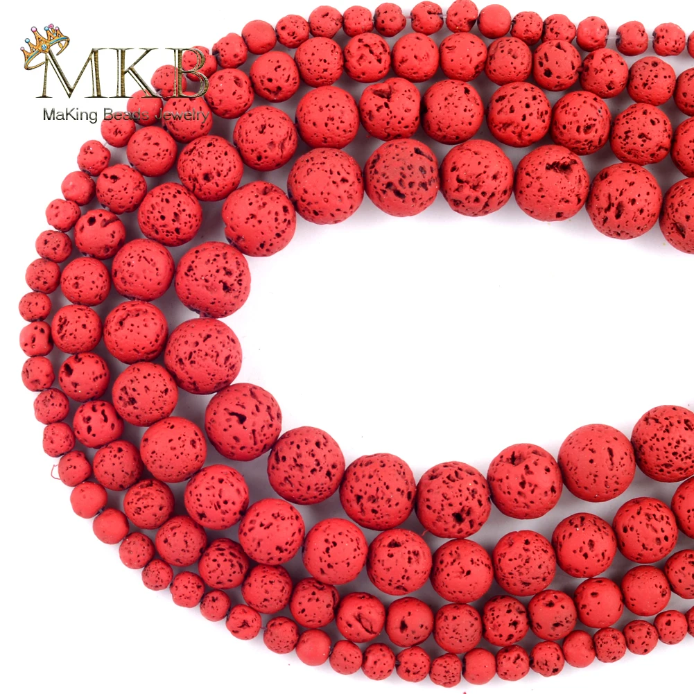

Natural Hematite Lava Stone Red Round Beads Matte Spacer Loose Beads For Jewelry Making 4-12mm Diy Bracelet Jewellery Strand 15"