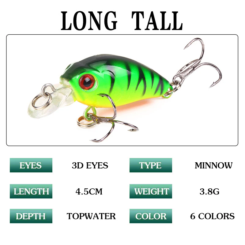 OKTOOL 4 5 см 3 8 г Topwater жесткая приманка кренкбейты рыболовная воблеры джиггинг