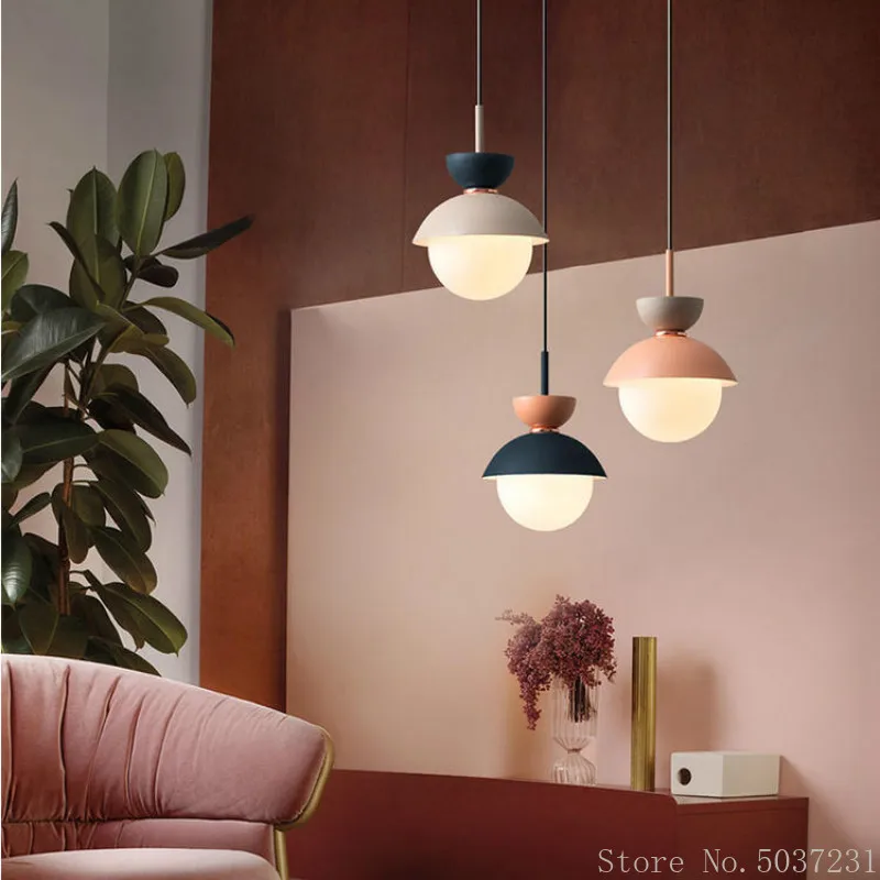Современная Простая цветная прикроватная маленькая Подвесная лампа в