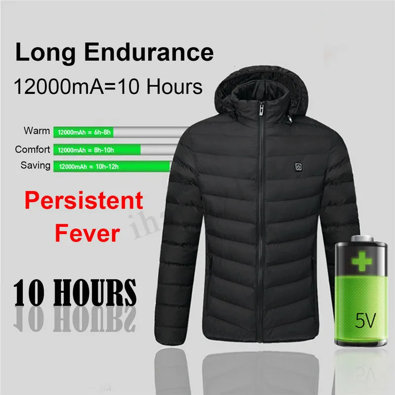 Лидер продаж теплое пальто с автоматическим нагревом мужские куртки капюшоном