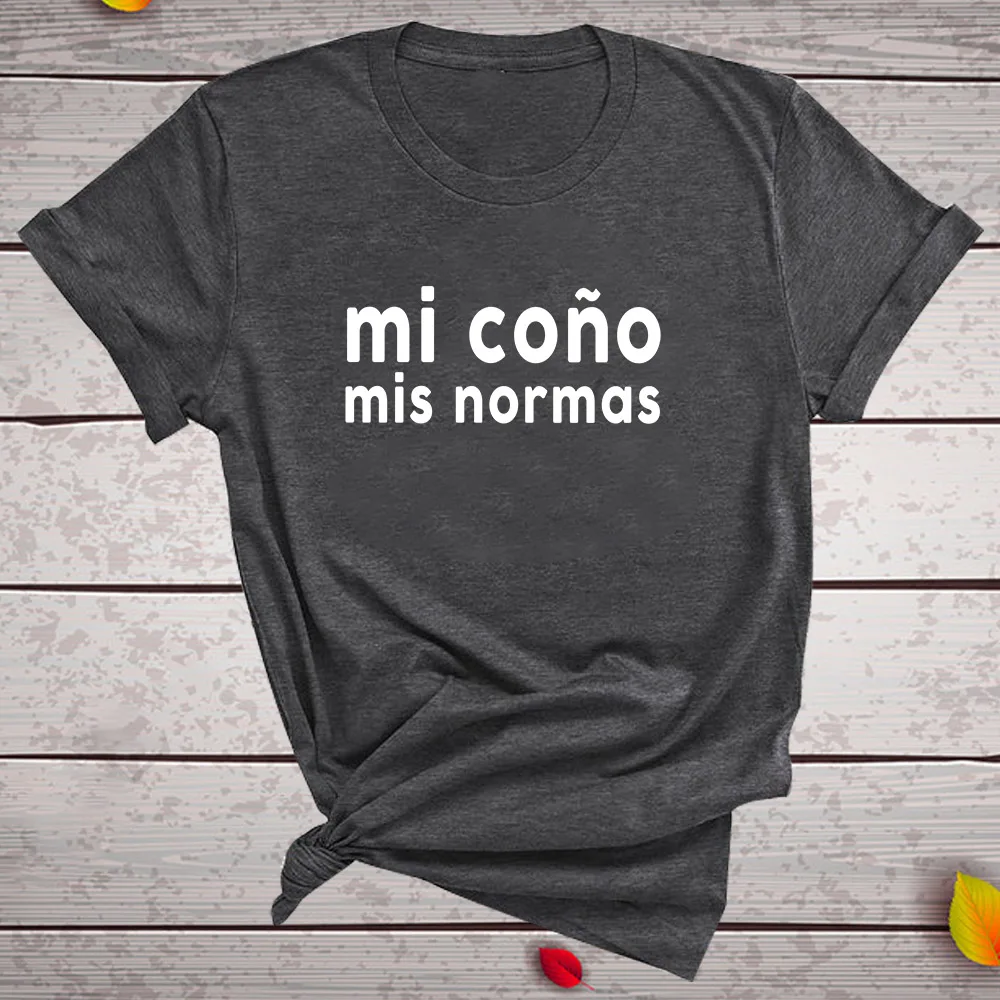 MI Cono mis normas Printing women t shirt Fashion O-Neck Casual Short Sleeve Tops Summer tshirt graphic tees 2020 Clothes | Женская