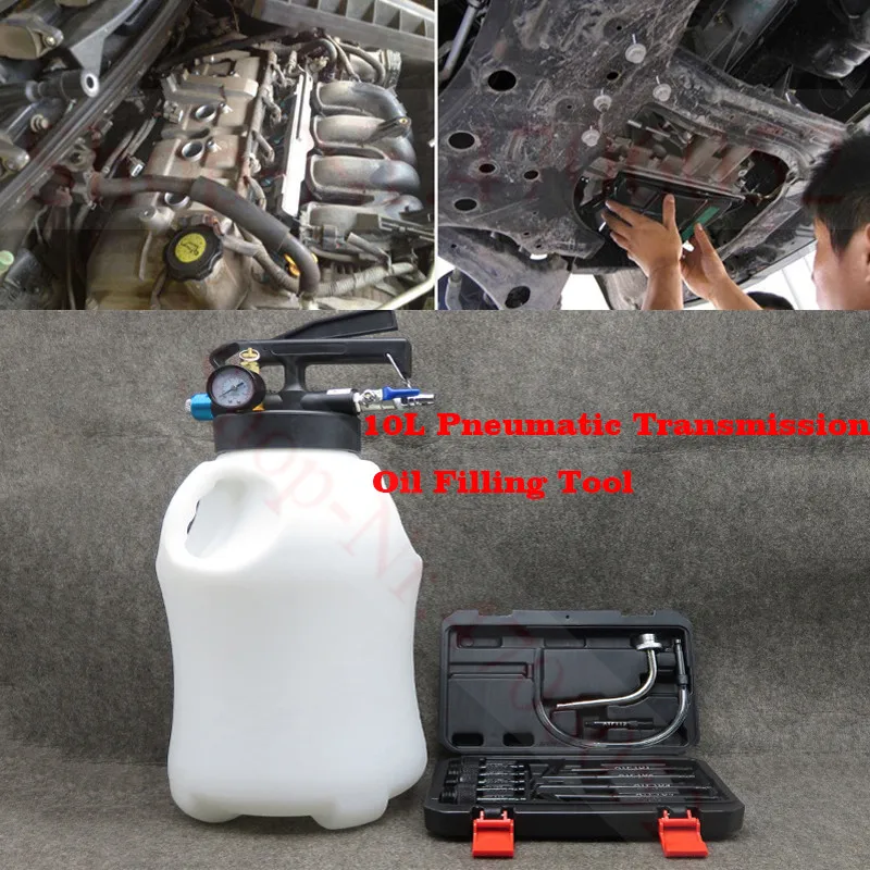 

10 л пневматический трансмиссионный инструмент для наполнения масла жидкий экстрактор дозатор насос набор инструментов с 13 шт. ATF адаптер
