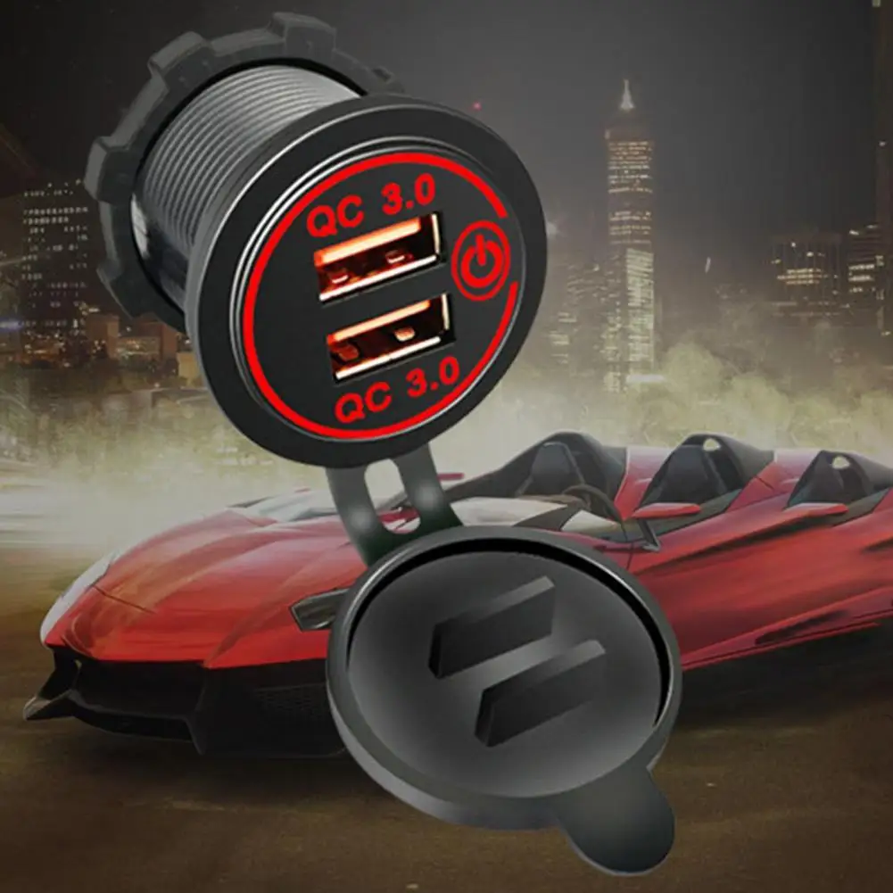 

Cigarette Lighter Single Aperture Dual Port 12-24V Motorcycle Dual USB Phone Charger for Motorcycle