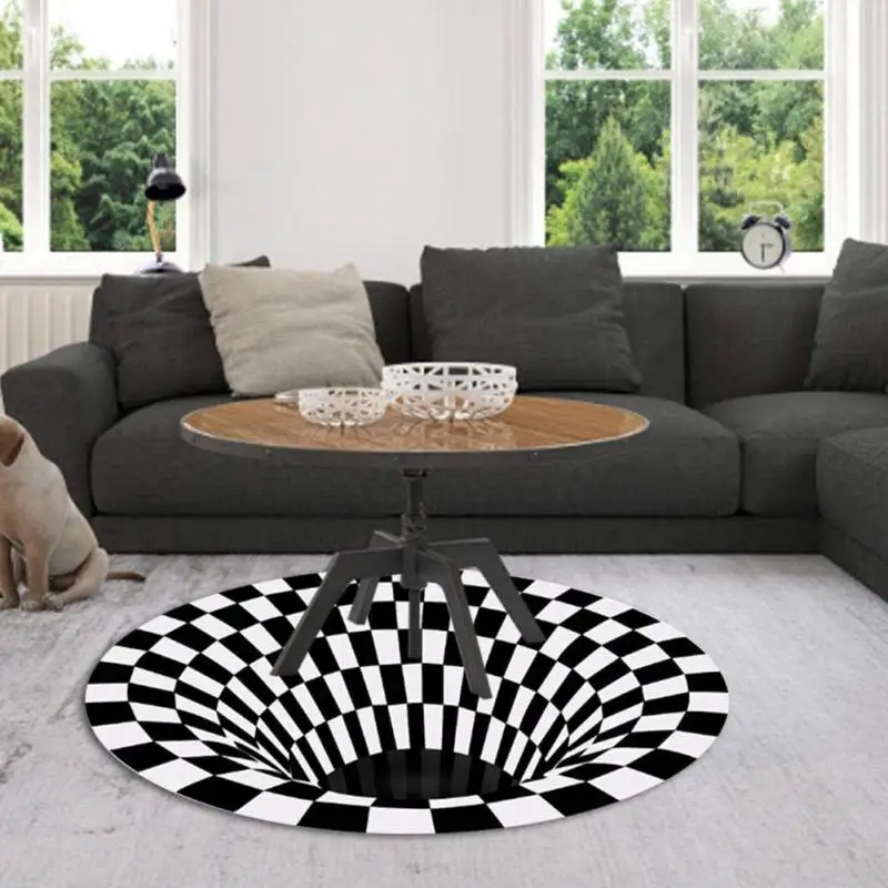 80x80cm 3D Vortex Illusion Carpet Non-slip Floor Mat Area Rug Abstract Geometric Print Optical Home Living Room Bedroom Doormat | Дом и сад