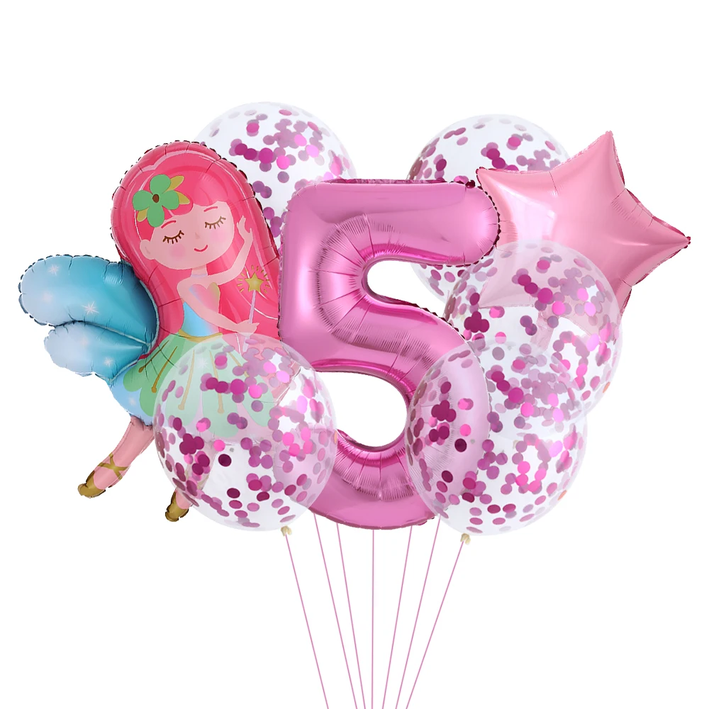 Воздушные шары в виде цифр 8 шт./компл. розовые с конфетти для девочек воздушный
